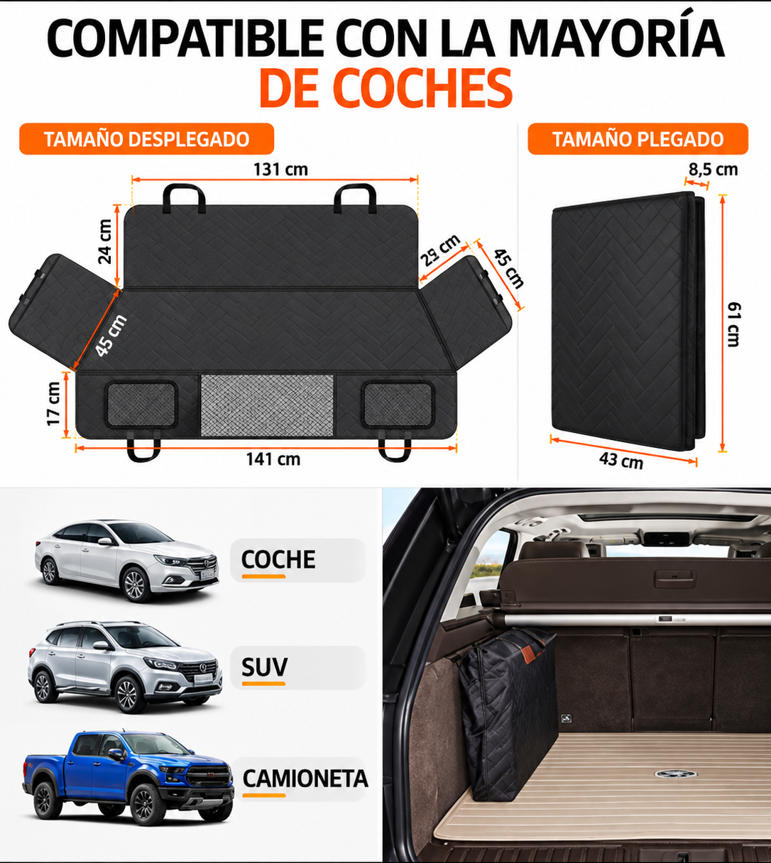 Funda para asiento trasero para perros